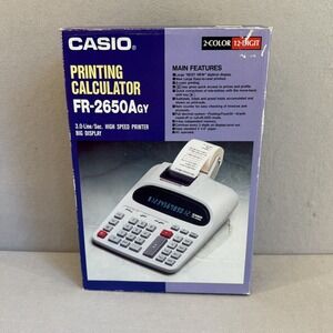 Casio FR-2650AGy Printing Calculator 2-Color Big Display with Box TESTED WORKS